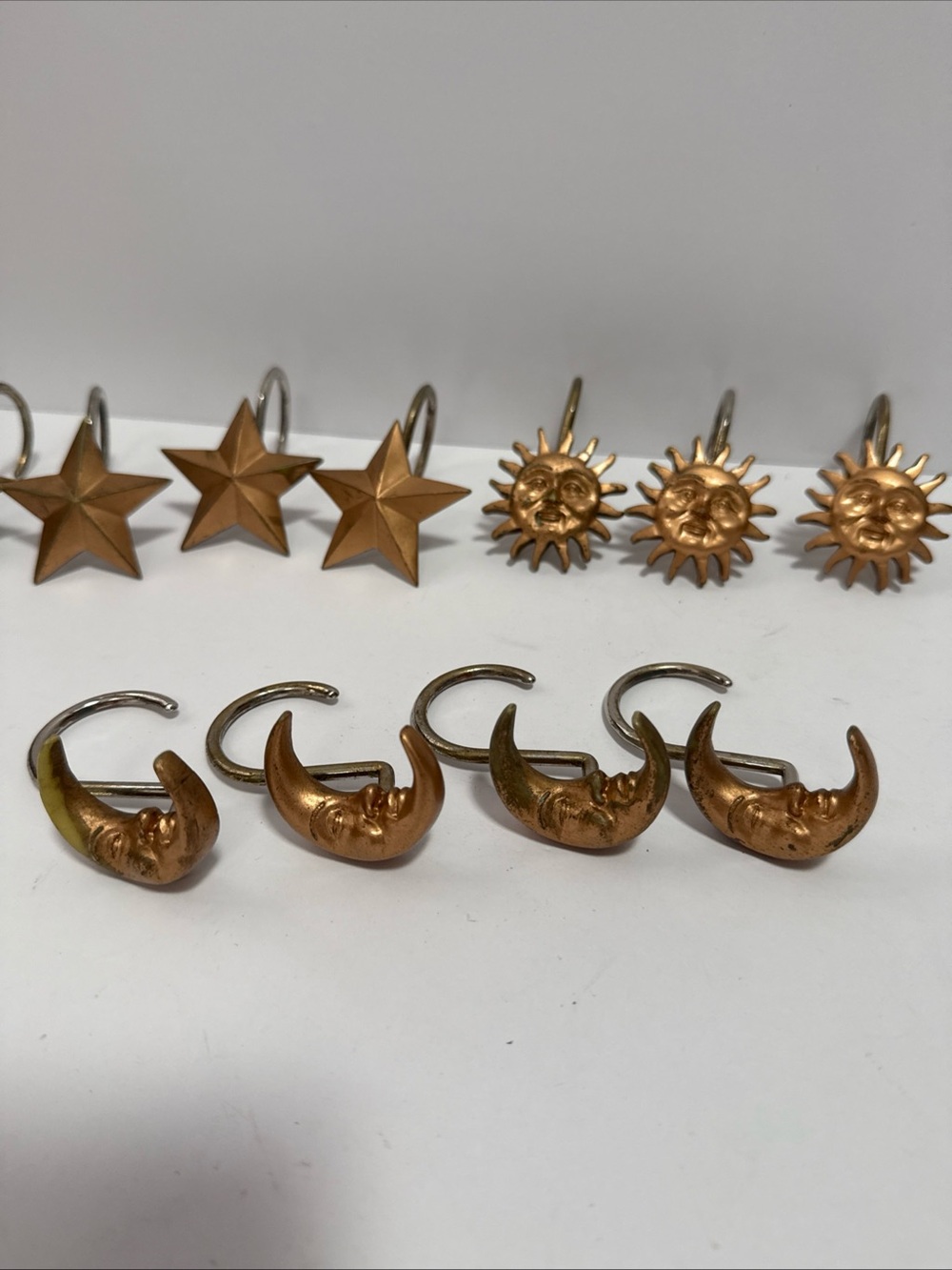 Vintage-Inspired Crescent Moon Shower Curtain Hooks resin 11 lot.
